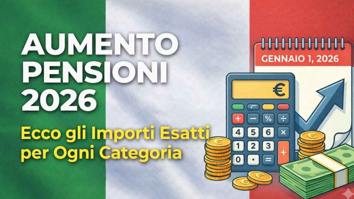 Aumento pensioni 2026: ecco gli importi esatti per ogni categoria di